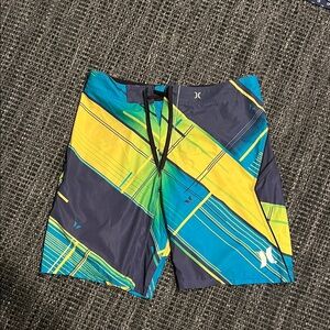 Hurley Blue and Yellow Geometric Board Shorts